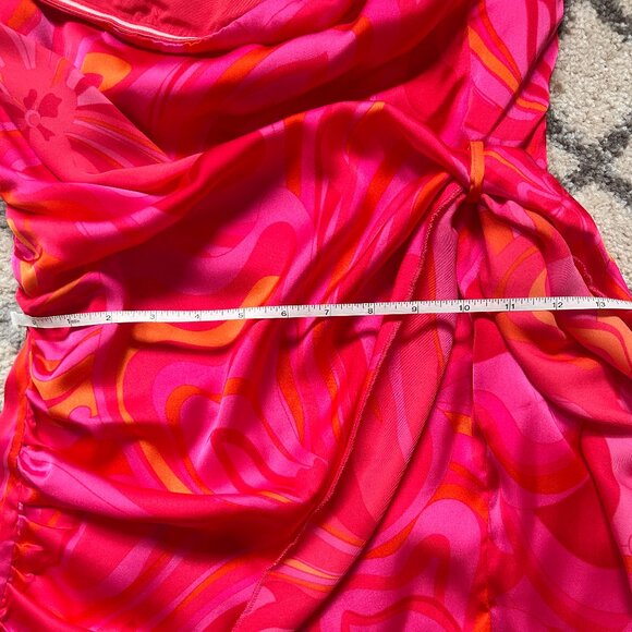Women's Olivaceous Pink and Orange Swirl Mini Dress - Picture 4 of 5